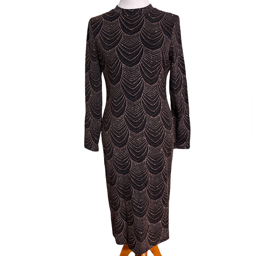 Nine West Bronze and Black Patterned Dress